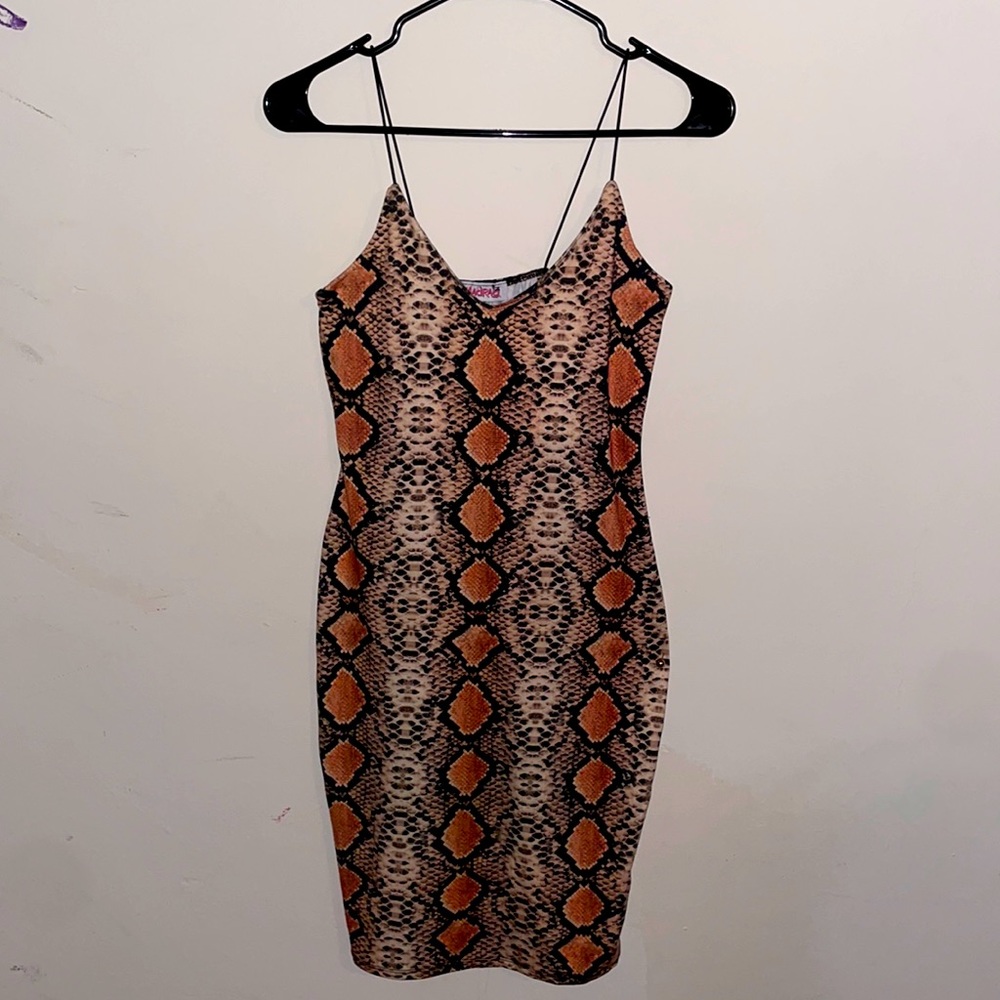 Beautiful Orange/Brown/Cream SnakeSkin Dress!